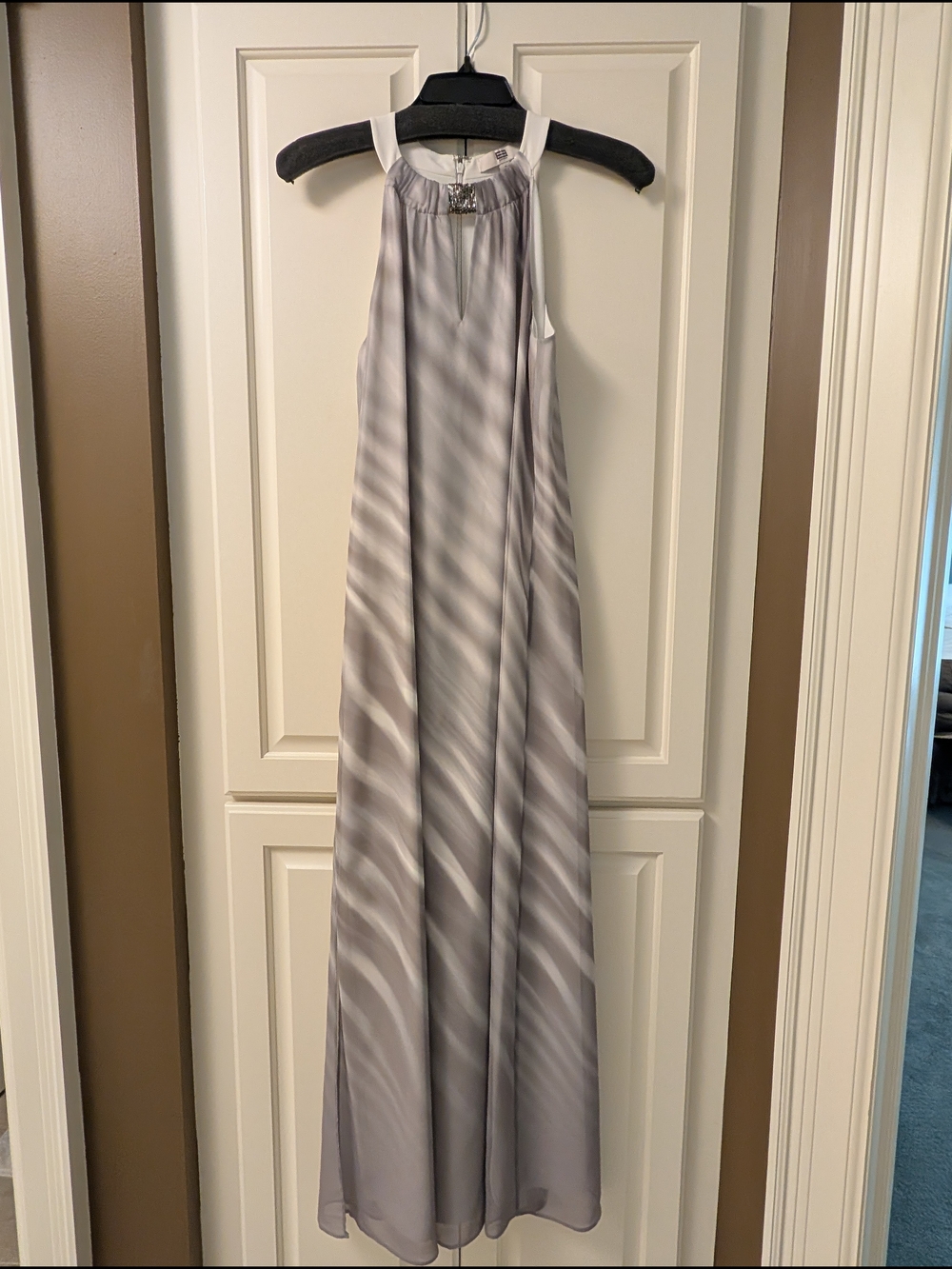 Etcetera Halter Maxi Dress in Soft Silver Gray